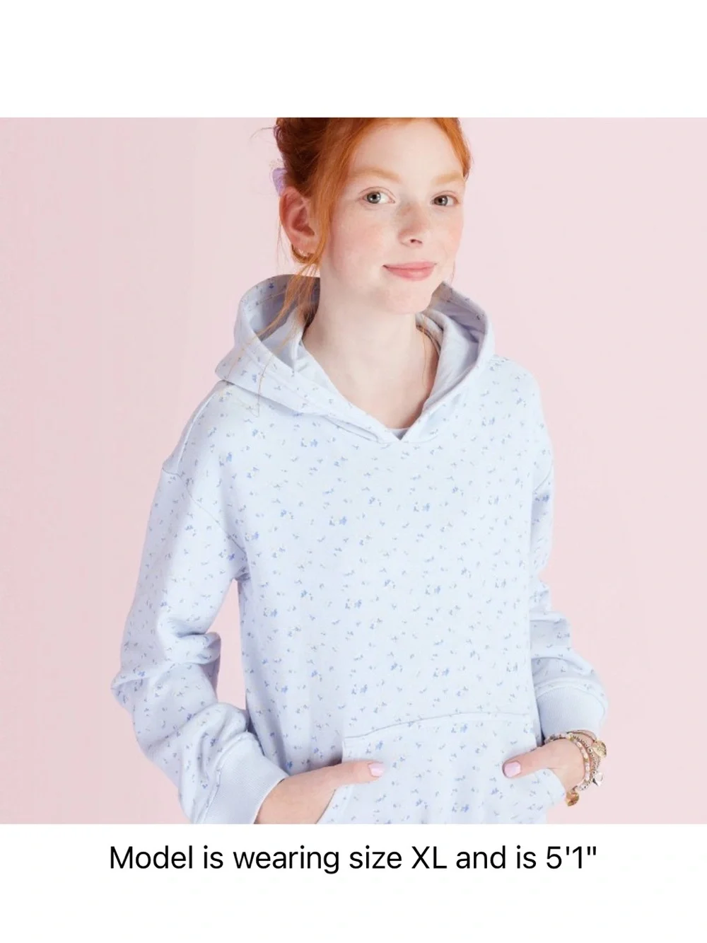 Light Blue Floral Hoodie LoveShackFancy XXL